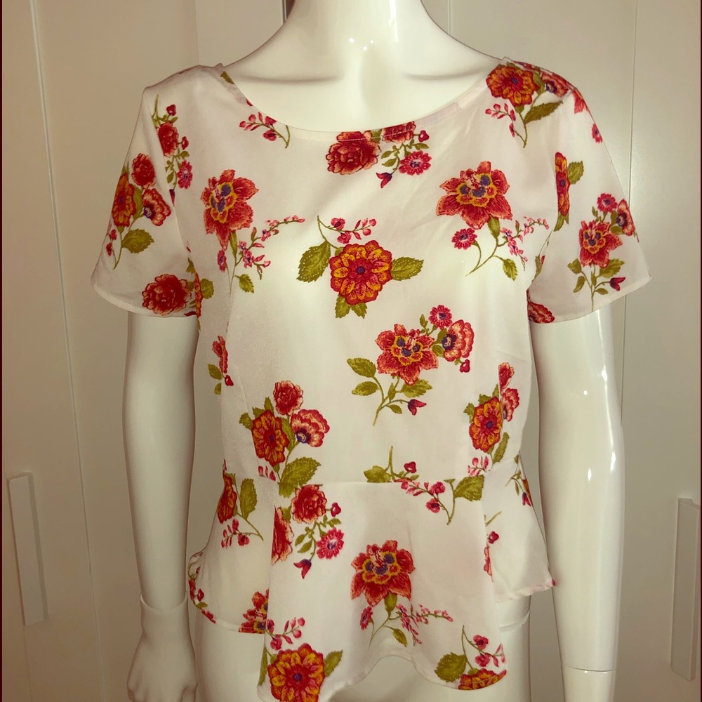 Floral Autumn Woven Blouse sz M